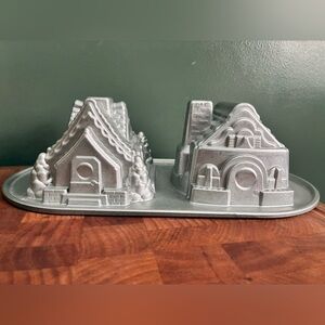 Nordic Ware Silver Double Gingerbread House Bundt Cake Pan
